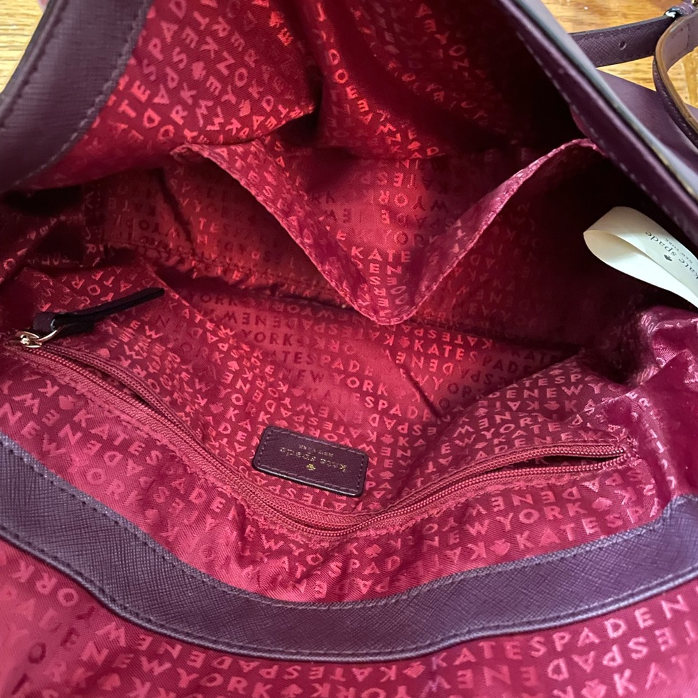 Burgundy Kate Spade satchel with adjustable shoulder strap - Picture 7 of 8